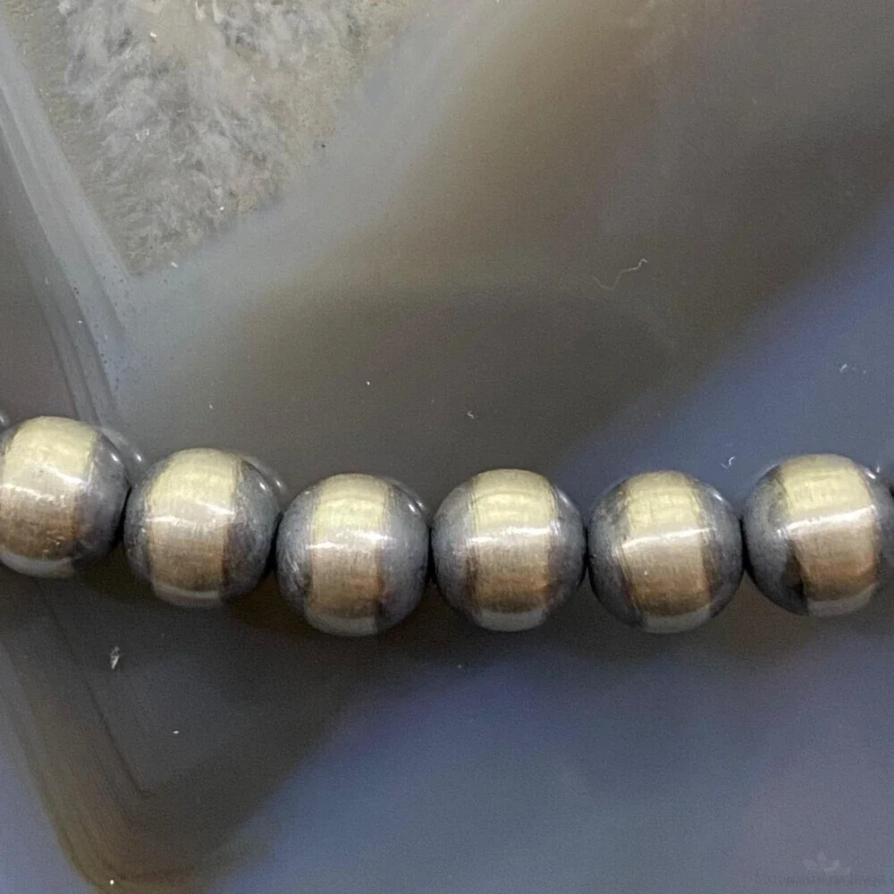 Navajo Pearl Beads 6 mm Sterling Silver Necklace Length 16